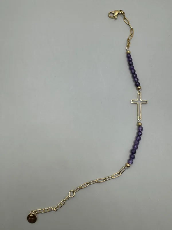 pulsera cruz piedras