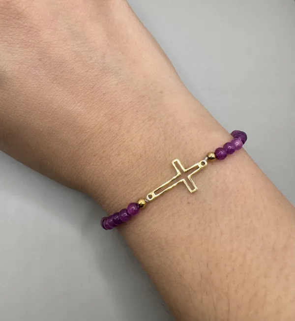 pulsera cruz piedras