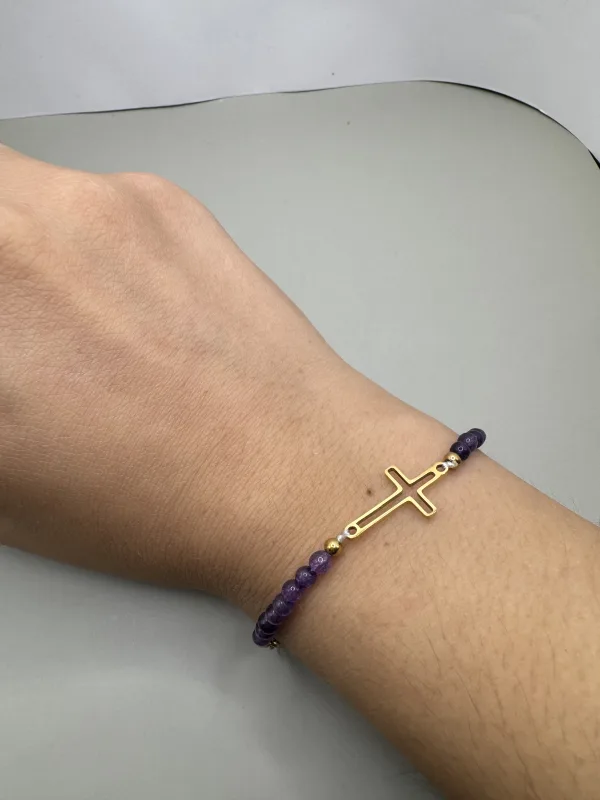 pulsera cruz piedras